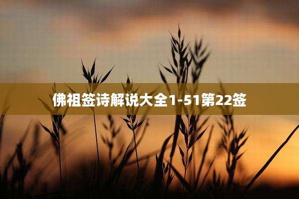 佛祖签诗解说大全1-51第22签