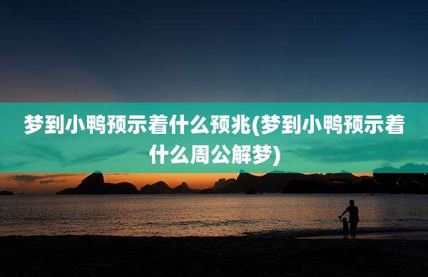梦到小鸭预示着什么预兆(梦到小鸭预示着什么周公解梦)