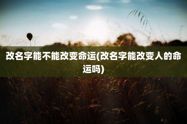 改名字能不能改变命运(改名字能改变人的命运吗)