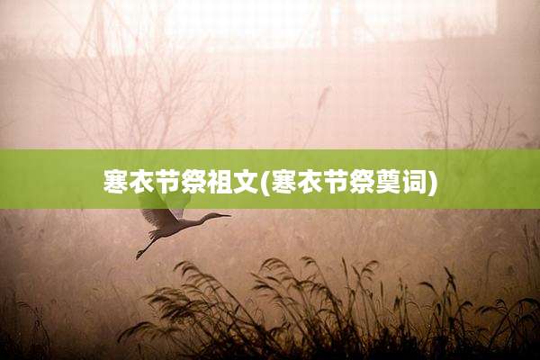 寒衣节祭祖文(寒衣节祭奠词)