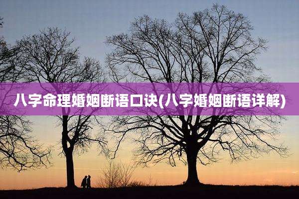 八字命理婚姻断语口诀(八字婚姻断语详解)