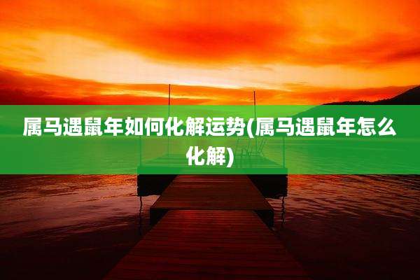 属马遇鼠年如何化解运势(属马遇鼠年怎么化解)