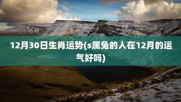 12月30日生肖运势(s属兔的人在12月的运气好吗)