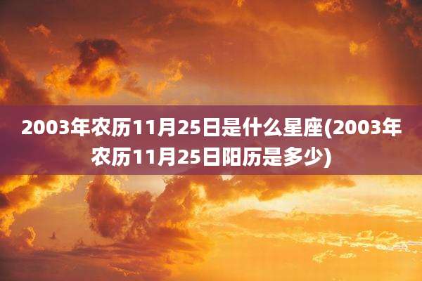 2003年农历11月25日是什么星座(2003年农历11月25日阳历是多少)