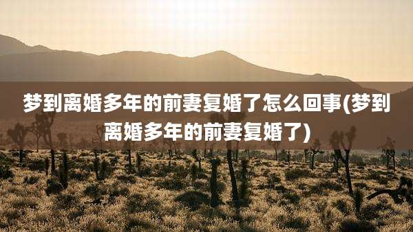 梦到离婚多年的前妻复婚了怎么回事(梦到离婚多年的前妻复婚了)