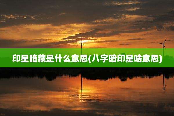 印星暗藏是什么意思(八字暗印是啥意思)