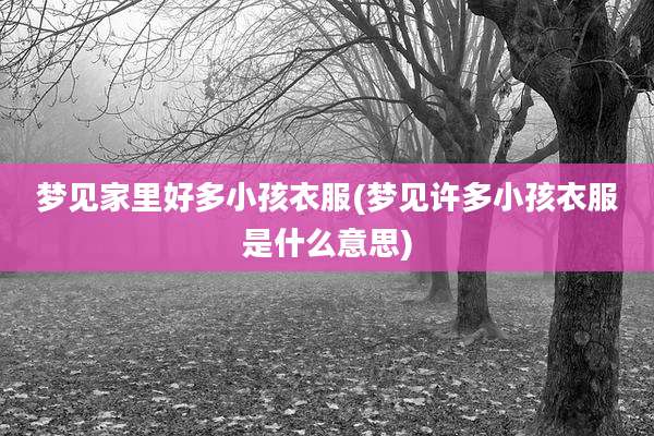 梦见家里好多小孩衣服(梦见许多小孩衣服是什么意思)