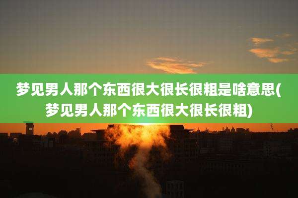 梦见男人那个东西很大很长很粗是啥意思(梦见男人那个东西很大很长很粗)