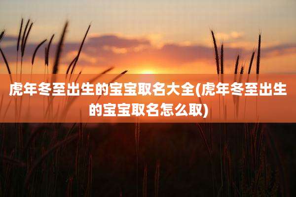 虎年冬至出生的宝宝取名大全(虎年冬至出生的宝宝取名怎么取)