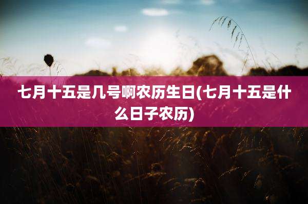 七月十五是几号啊农历生日(七月十五是什么日子农历)