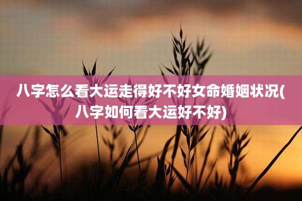 八字怎么看大运走得好不好女命婚姻状况(八字如何看大运好不好)