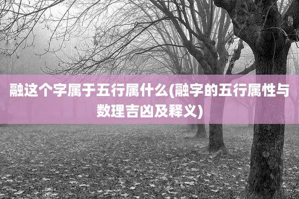 融这个字属于五行属什么(融字的五行属性与数理吉凶及释义)
