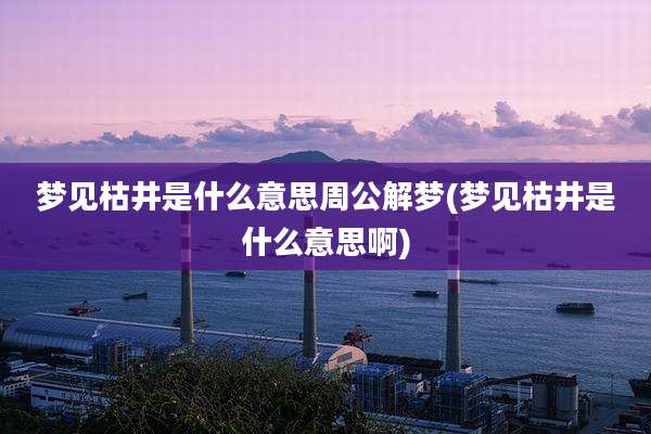 梦见枯井是什么意思周公解梦(梦见枯井是什么意思啊)