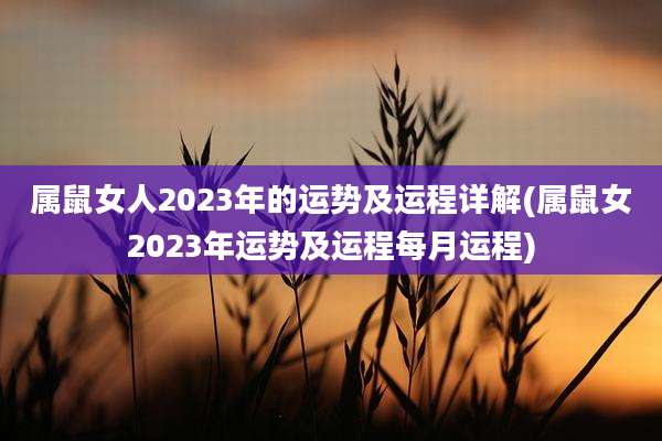 属鼠女人2023年的运势及运程详解(属鼠女2023年运势及运程每月运程)