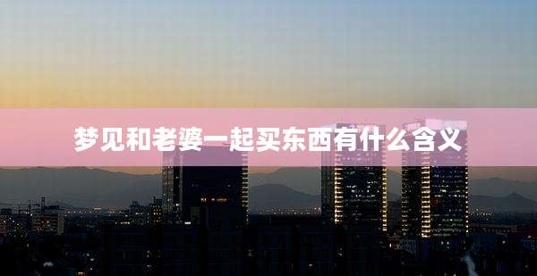 梦见和老婆一起买东西有什么含义