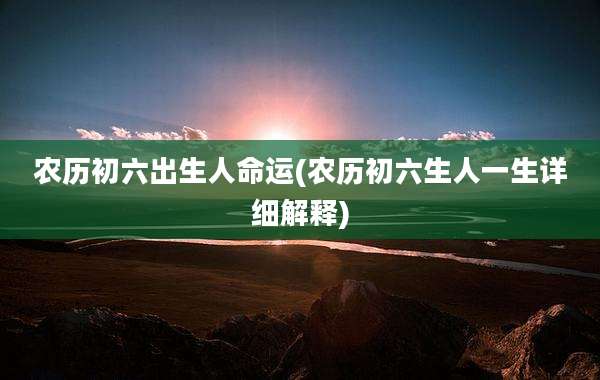 农历初六出生人命运(农历初六生人一生详细解释)