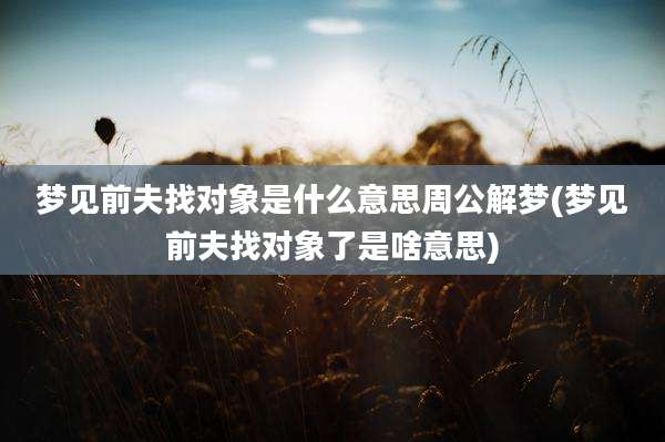梦见前夫找对象是什么意思周公解梦(梦见前夫找对象了是啥意思)