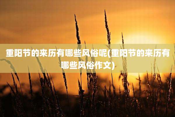 重阳节的来历有哪些风俗呢(重阳节的来历有哪些风俗作文)