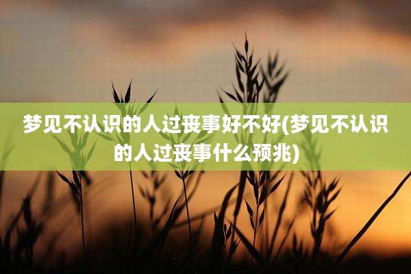 梦见不认识的人过丧事好不好(梦见不认识的人过丧事什么预兆)