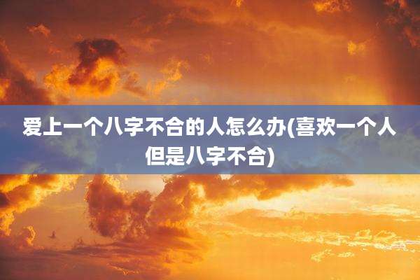 爱上一个八字不合的人怎么办(喜欢一个人但是八字不合)
