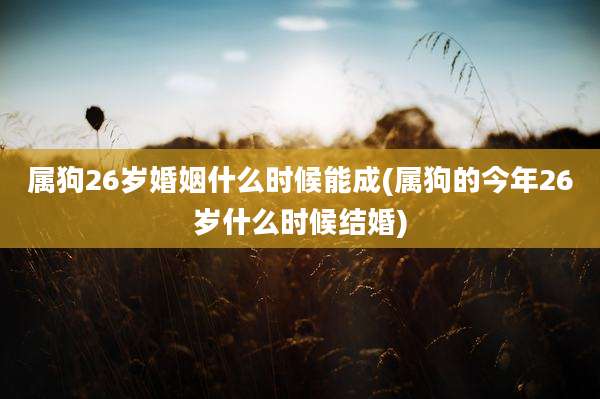 属狗26岁婚姻什么时候能成(属狗的今年26岁什么时候结婚)