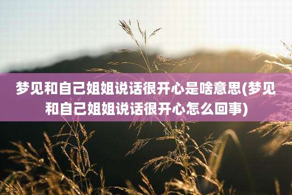 梦见和自己姐姐说话很开心是啥意思(梦见和自己姐姐说话很开心怎么回事)