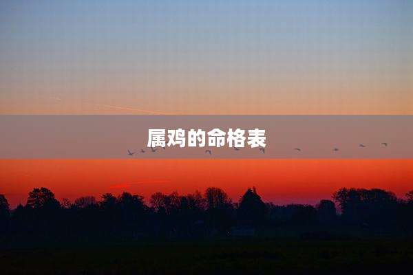 属鸡的命格表