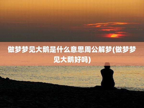 做梦梦见大鹅是什么意思周公解梦(做梦梦见大鹅好吗)