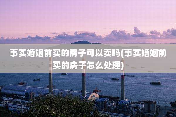 事实婚姻前买的房子可以卖吗(事实婚姻前买的房子怎么处理)