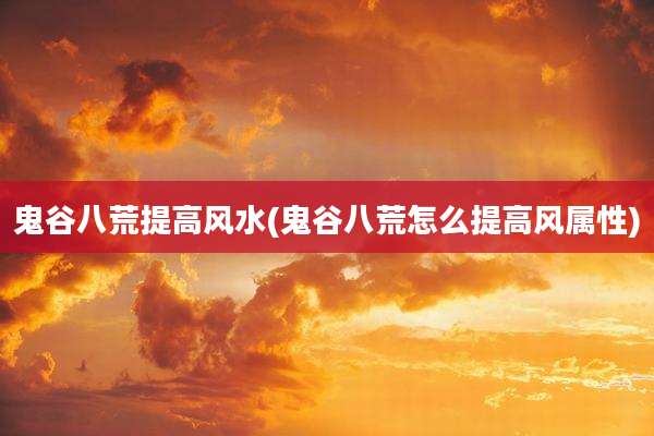鬼谷八荒提高风水(鬼谷八荒怎么提高风属性)