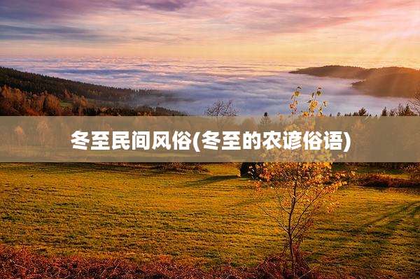 冬至民间风俗(冬至的农谚俗语)
