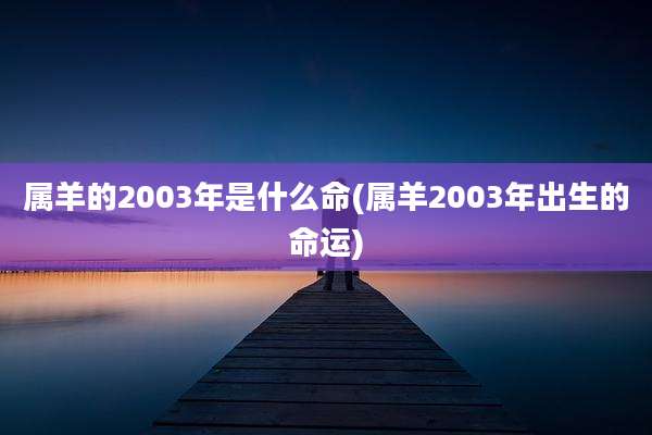 属羊的2003年是什么命(属羊2003年出生的命运)