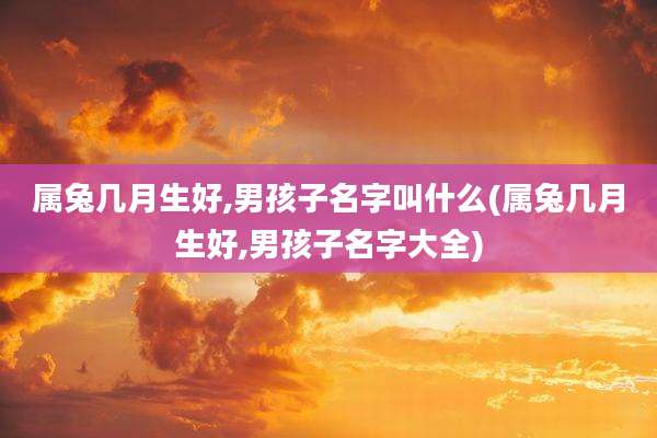 属兔几月生好,男孩子名字叫什么(属兔几月生好,男孩子名字大全)