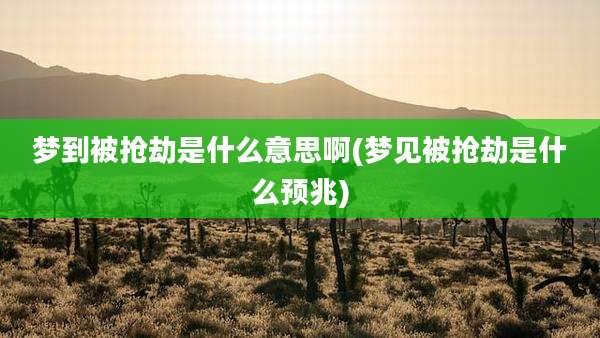 梦到被抢劫是什么意思啊(梦见被抢劫是什么预兆)