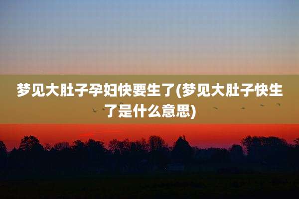 梦见大肚子孕妇快要生了(梦见大肚子快生了是什么意思)