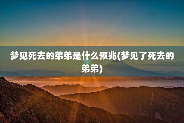 梦见死去的弟弟是什么预兆(梦见了死去的弟弟)