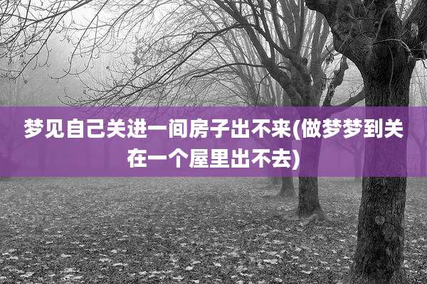 梦见自己关进一间房子出不来(做梦梦到关在一个屋里出不去)