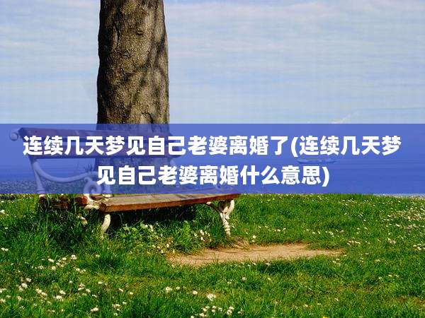 连续几天梦见自己老婆离婚了(连续几天梦见自己老婆离婚什么意思)