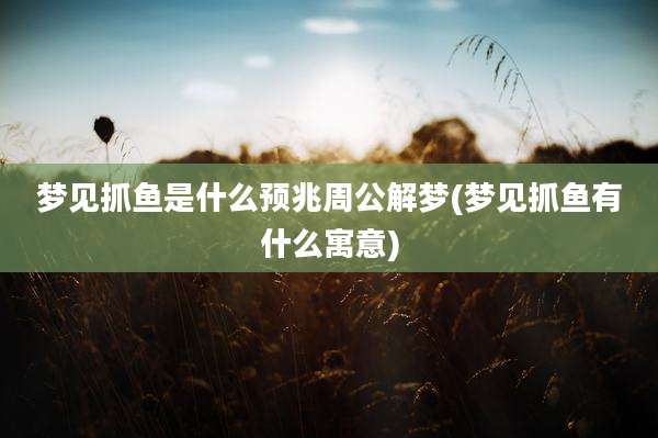 梦见抓鱼是什么预兆周公解梦(梦见抓鱼有什么寓意)