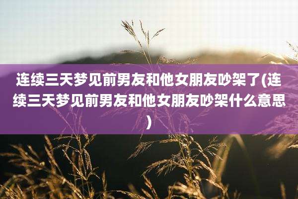 连续三天梦见前男友和他女朋友吵架了(连续三天梦见前男友和他女朋友吵架什么意思)