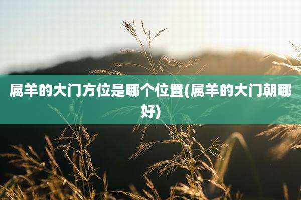 属羊的大门方位是哪个位置(属羊的大门朝哪好)