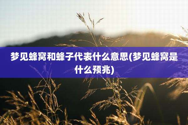 梦见蜂窝和蜂子代表什么意思(梦见蜂窝是什么预兆)