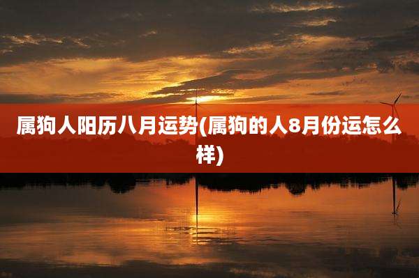 属狗人阳历八月运势(属狗的人8月份运怎么样)