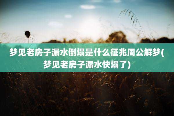 梦见老房子漏水倒塌是什么征兆周公解梦(梦见老房子漏水快塌了)