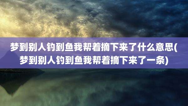 梦到别人钓到鱼我帮着摘下来了什么意思(梦到别人钓到鱼我帮着摘下来了一条)