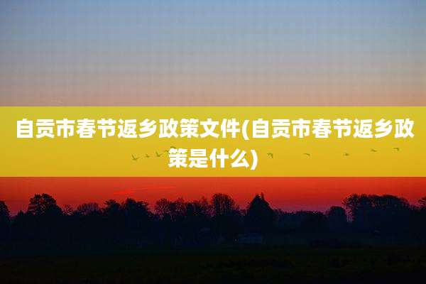 自贡市春节返乡政策文件(自贡市春节返乡政策是什么)