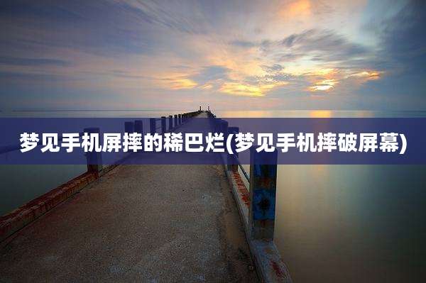 梦见手机屏摔的稀巴烂(梦见手机摔破屏幕)