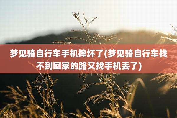 梦见骑自行车手机摔坏了(梦见骑自行车找不到回家的路又找手机丢了)