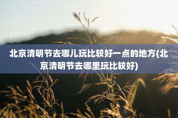 北京清明节去哪儿玩比较好一点的地方(北京清明节去哪里玩比较好)