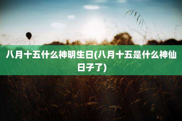 八月十五什么神明生日(八月十五是什么神仙日子了)